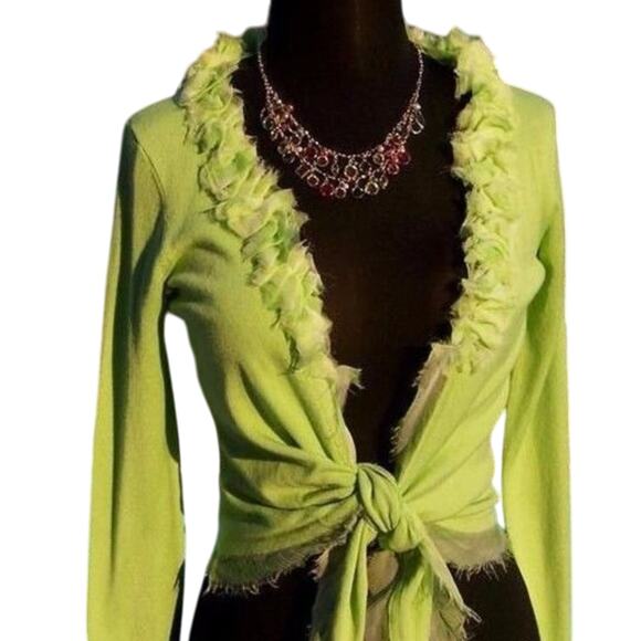 Cache Apple Green Embellished Hidden Bead Rhinestone Shrug Wrap Top New $118 NWT - Picture 1 of 4